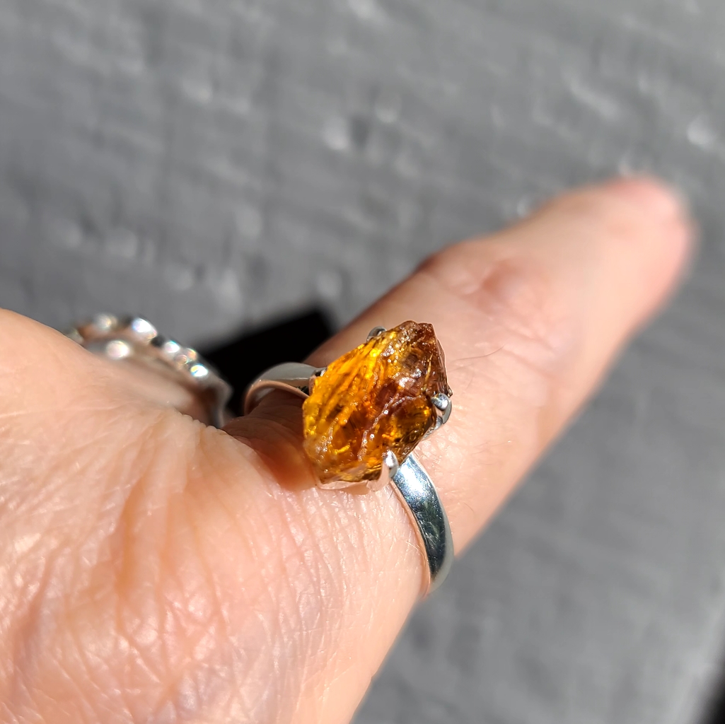Raw 4k Citrine Gemstone Sterling Silver Sz10 99$